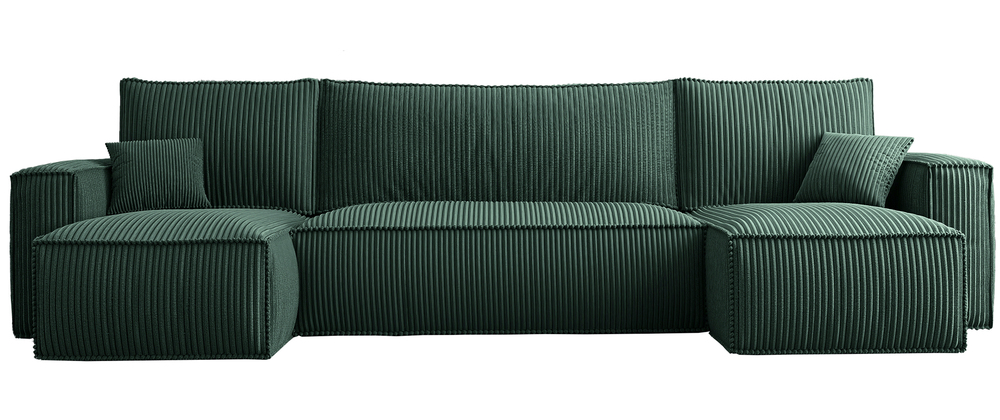 SELSEY Narożnik z funkcją spania Scarlo U-kształtny z pojemnikiem uniwersalny ciemnozielony sztruks