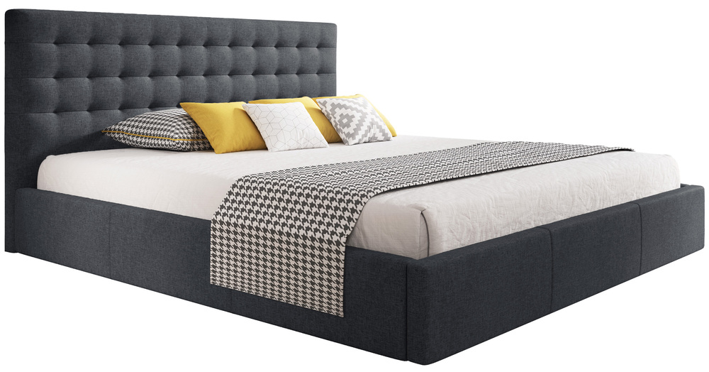 SELSEY Łóżko tapicerowane 180x200 cm Veramo z pojemnikiem grafitowe plecionka