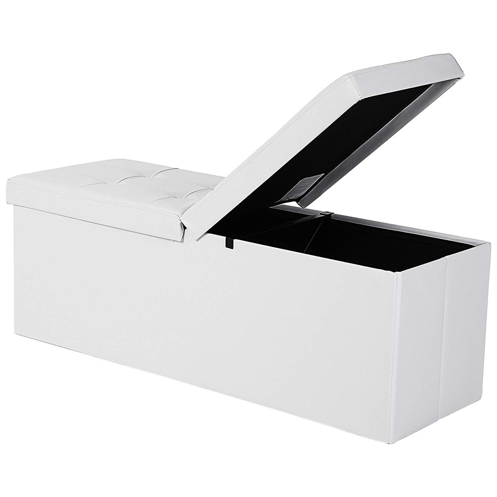 SELSEY Kufer Louta 110x38 cm biały tapicerowany z uchylanym siedziskiem