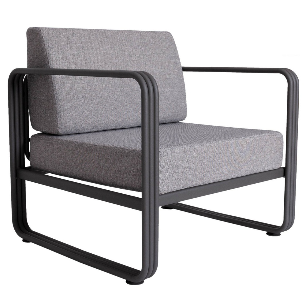 SELSEY Fotel ogrodowy Cubells z metalowymi podłokietnikami szary