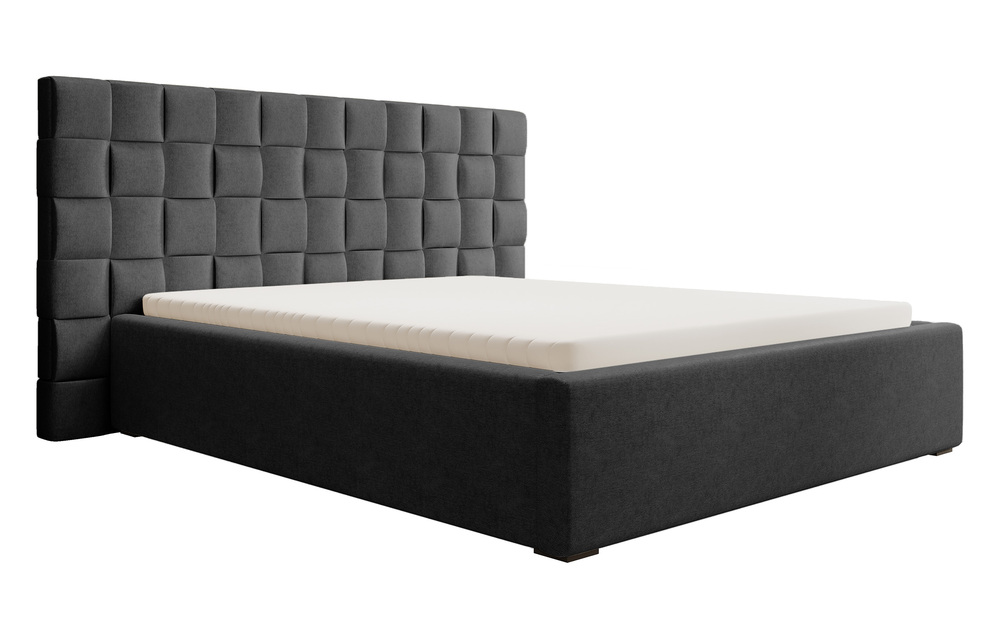 SELSEY Łóżko tapicerowane 180x200 cm Keitum plecionka grafitowe