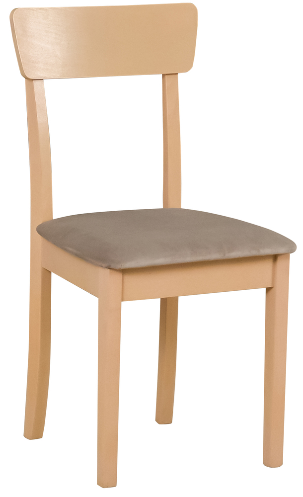 SELSEY Krzesło drewniane do jadalni tapicerowane Wehron ciemnobeżowe/dąb sonoma
