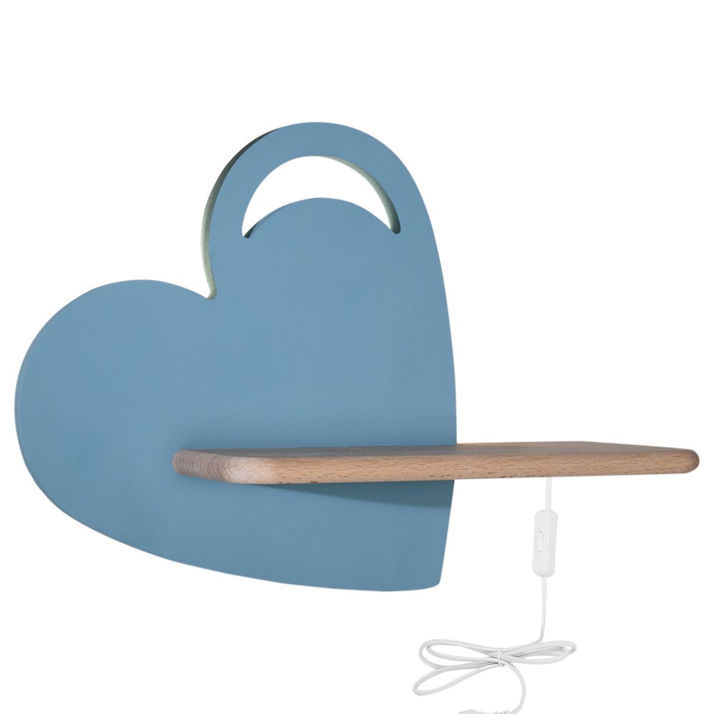 SELSEY Kinkiet ścienny do pokoju dziecięcego Dreamie serce z przewodem niebieski