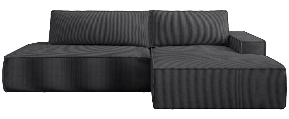 SELSEY Narożnik z funkcją spania Felicjo L-kształtny prawostronny z pojemnikiem ciemnoszary sztruks