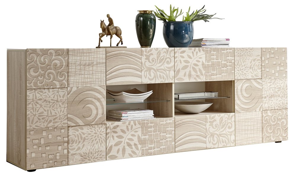 SELSEY Komoda Certille dwudrzwiowa jasnobrązowa z półkami