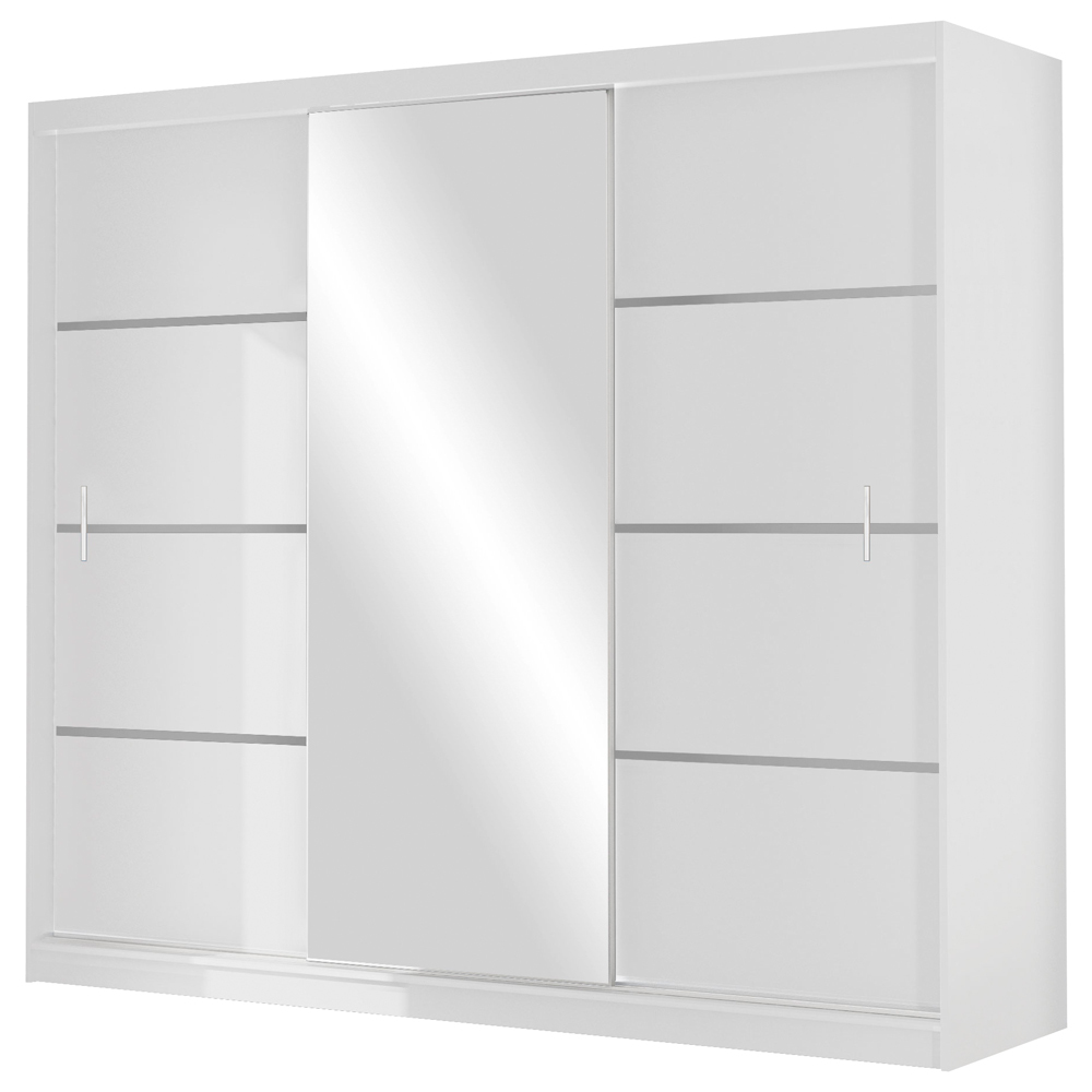 SELSEY Szafa Tilava przesuwna z lustrem 250 cm Biały mat