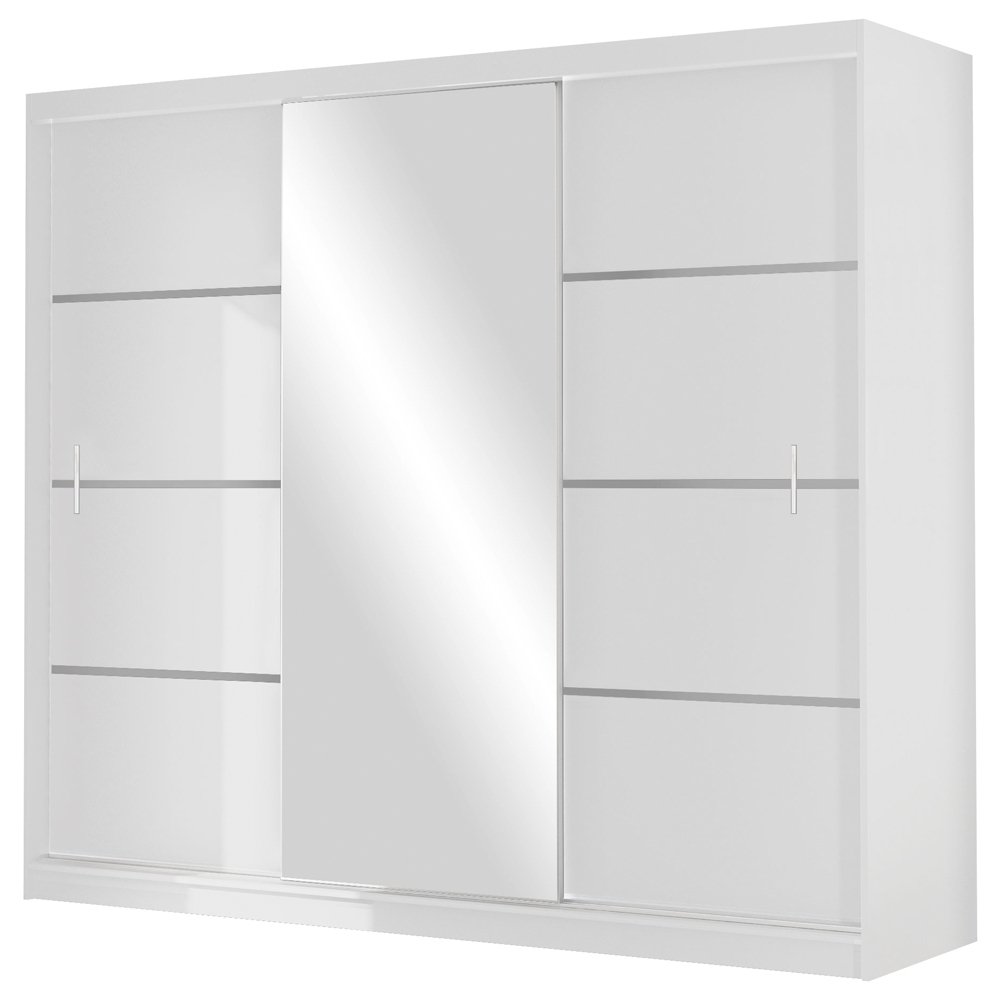 SELSEY Szafa Tilava przesuwna z lustrem 250 cm Biały mat