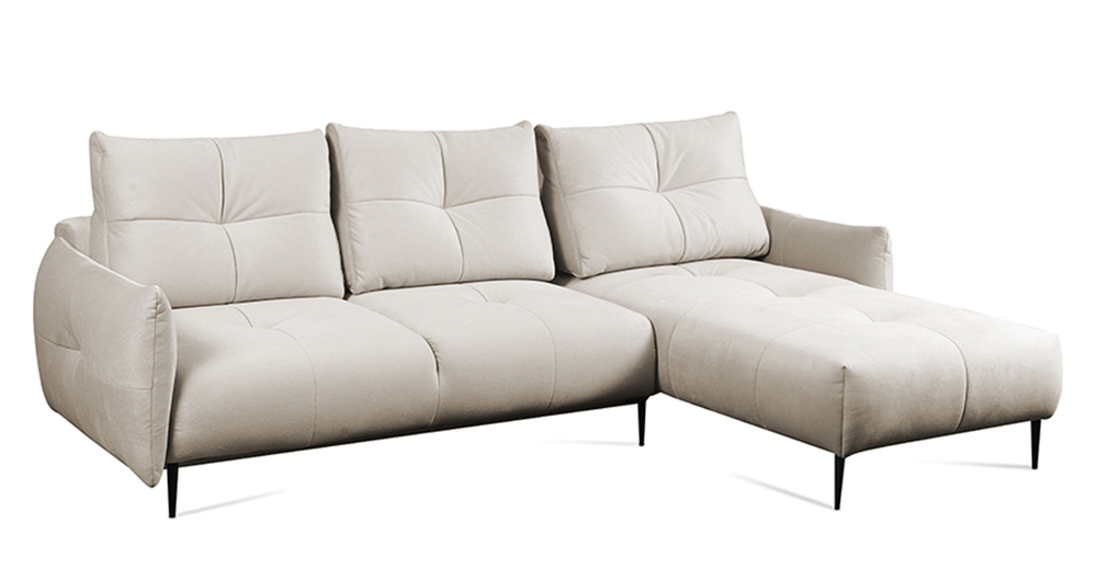 SELSEY Narożnik z funkcją spania Gasogia z pojemnikiem beżowy lewostronny welur