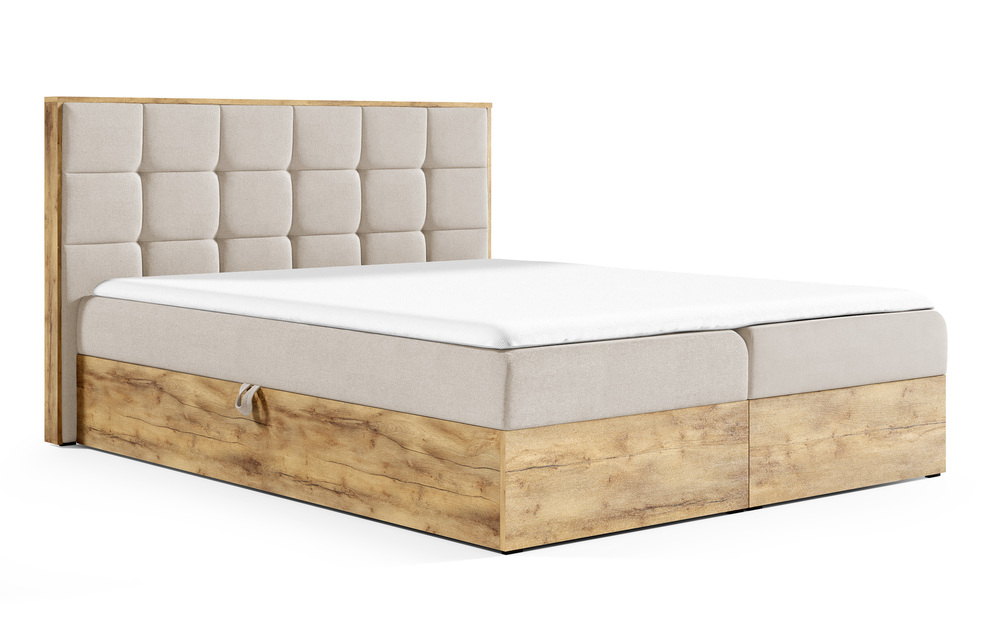 SELSEY Łóżko kontynentalne Molinella 120x200 z dwoma pojemnikami i materacem beżowe