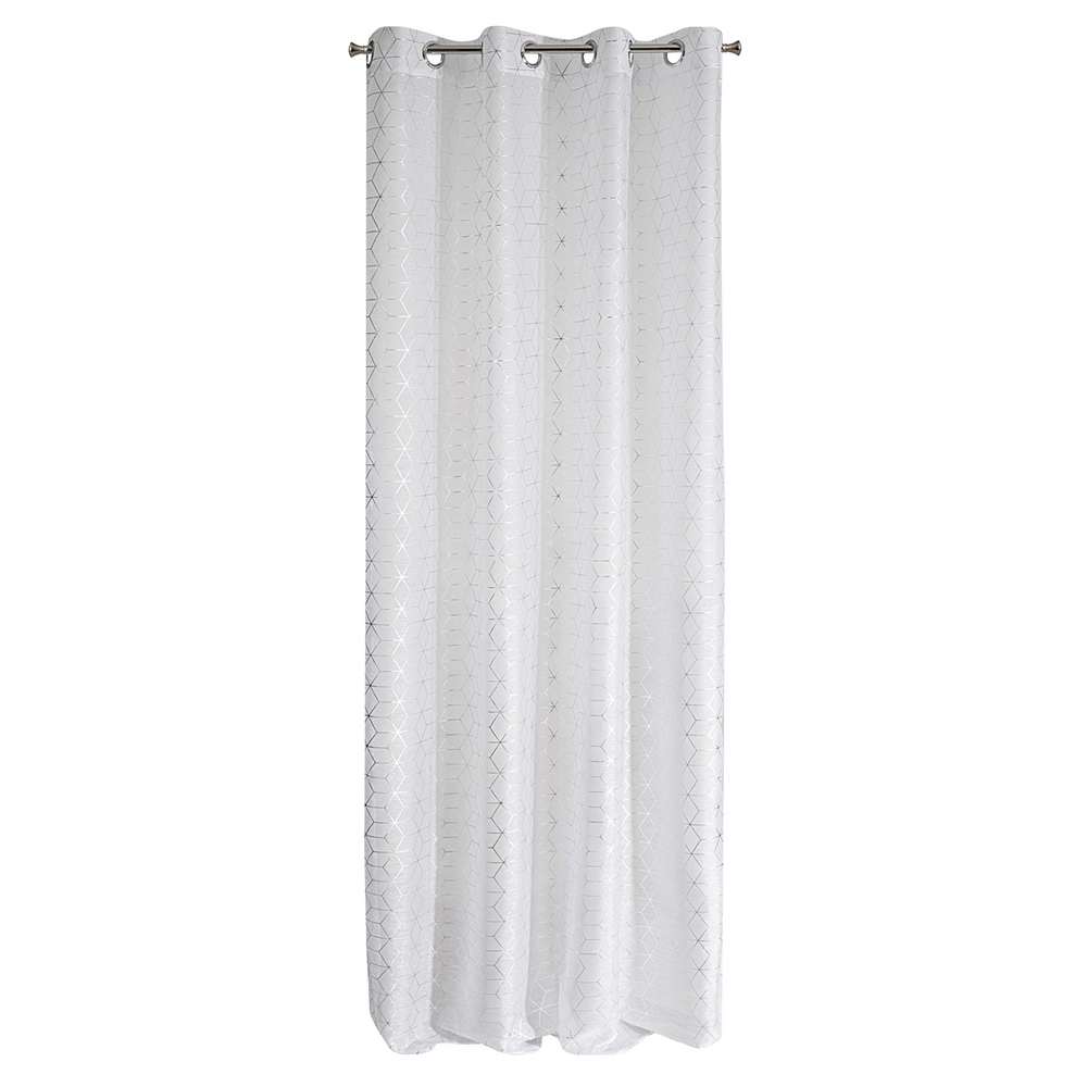 SELSEY Firana na przelotkach Sistine 140x250 cm w geometryczny wzór biała