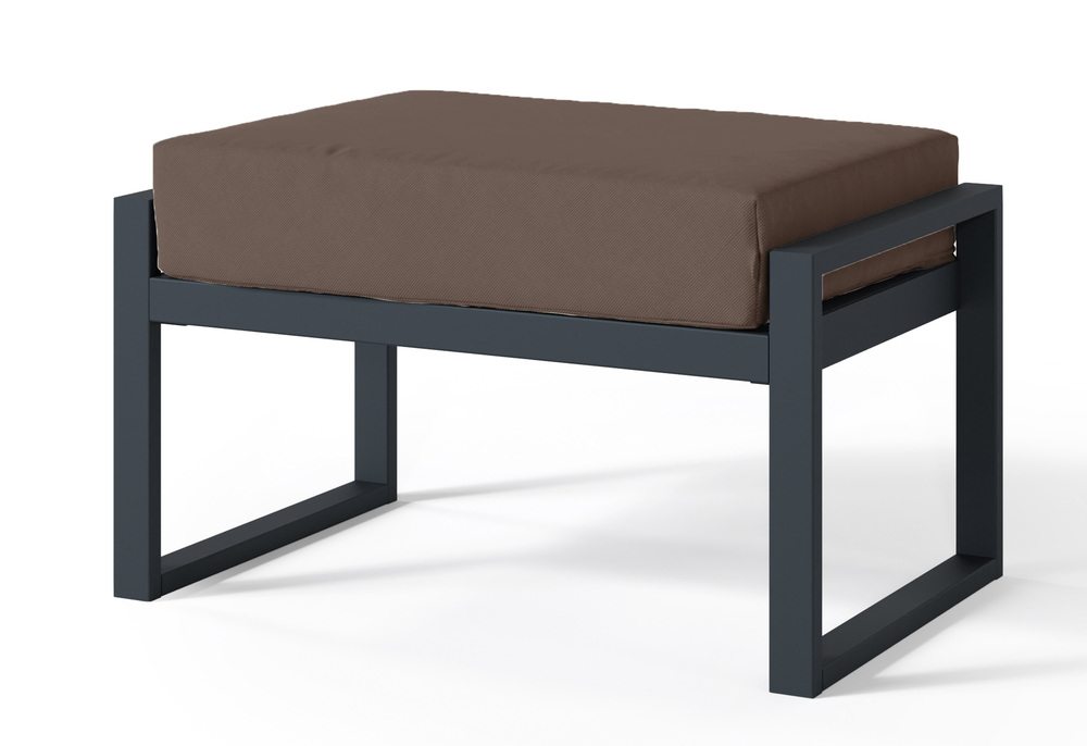 SELSEY Pufa ogrodowa Dywilly w tkaninie hydrofobowej brązowy/ czarny stelaż