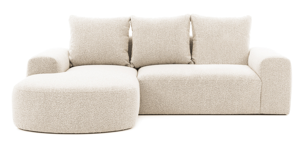 SELSEY Narożnik modułowy Castellina L-kształtny 255 cm mniejszy beżowy w tkaninie boucle lewostronny