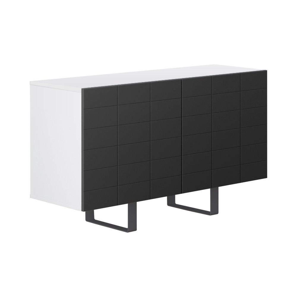 SELSEY Włoska komoda dwudrzwiowa Antoinettie 110 cm z przetworzonych butelek PET Biały/Czarny