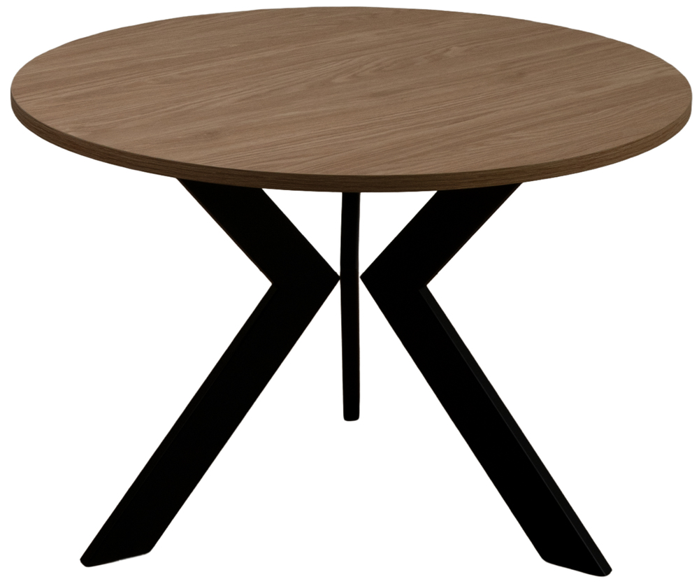 SELSEY Stolik kawowy Loussly okrągły 75 cm dąb olejowany z czarnymi nogami