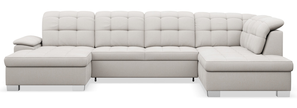 SELSEY Narożnik z funkcją spania Jamaal U-kształtny lewostronny z pojemnikiem kremowy plecionka