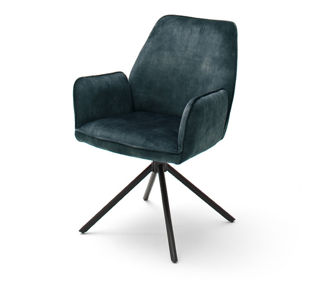 SELSEY Krzesło z podłokietnikami Toryders niebieski welur