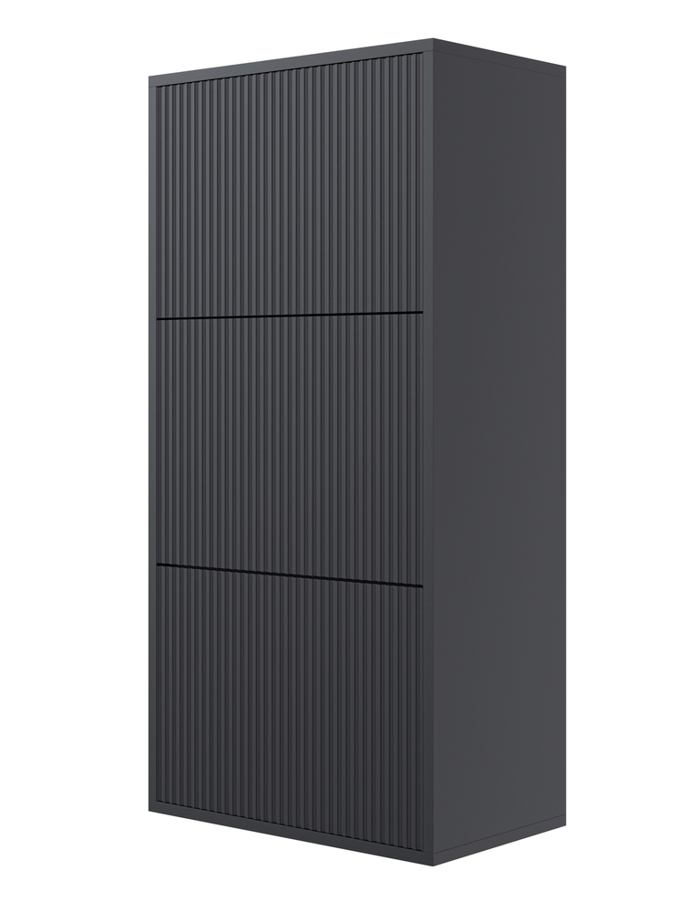 SELSEY Szafka na buty Veldio z frezowanym frontem i trzema przegrodami 50 cm Czarna wisząca