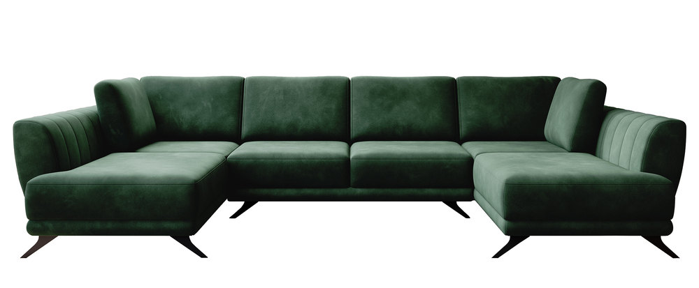 SELSEY Narożnik z funkcją spania Elperal U-kształtny z pojemnikiem uniwersalny zielony velvet