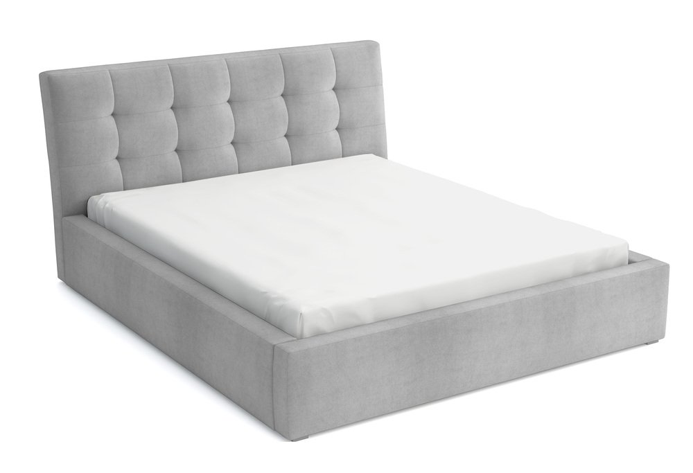 SELSEY Łóżko tapicerowane 140x200 cm Nabbe z pojemnikiem jasnoszare velvet hydrofobowe