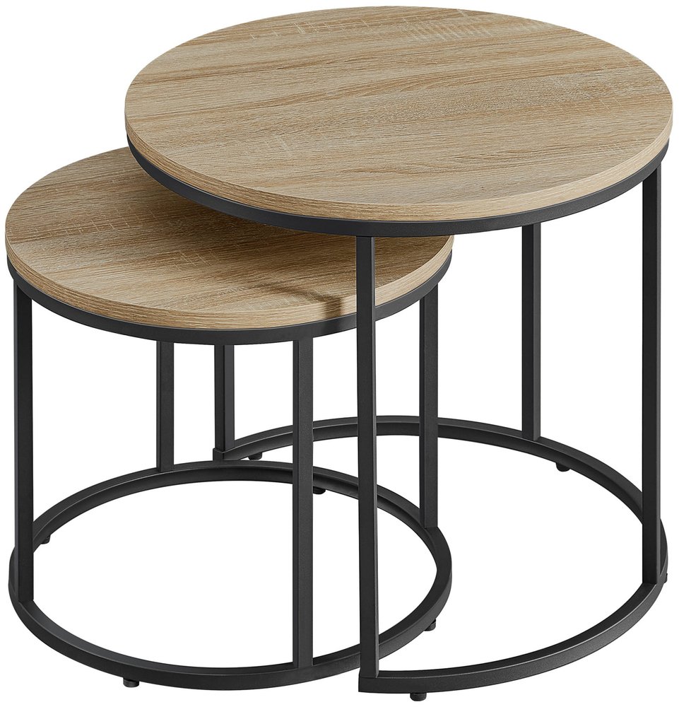 SELSEY Zestaw dwóch stolików Sonvero okrągłe 53 i 43 cm dąb sonoma