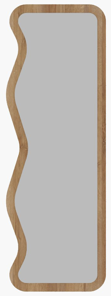 SELSEY Lustro stojące Asel 160x50 cm w brązowej ramie z asymetrycznymi falami