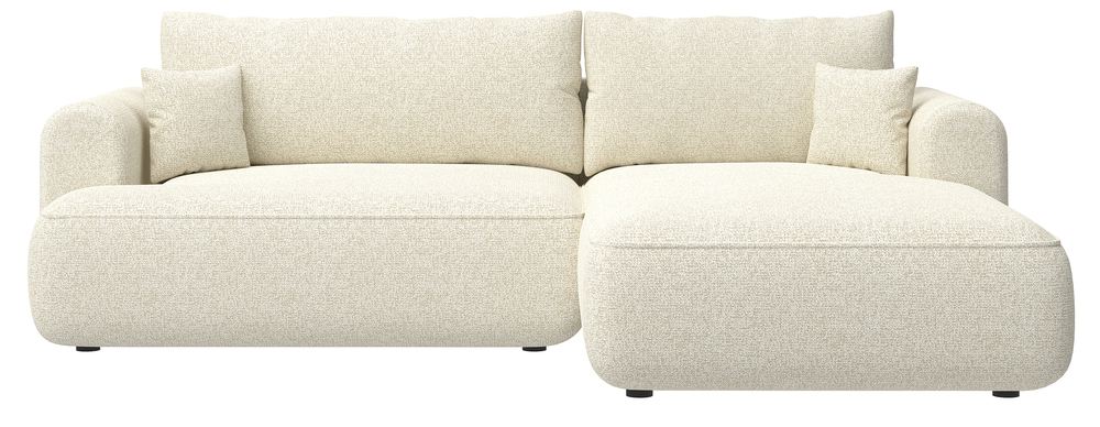 SELSEY Narożnik z funkcją spania Ovo L-kształtny jasnobeżowa plecionka prawostronny