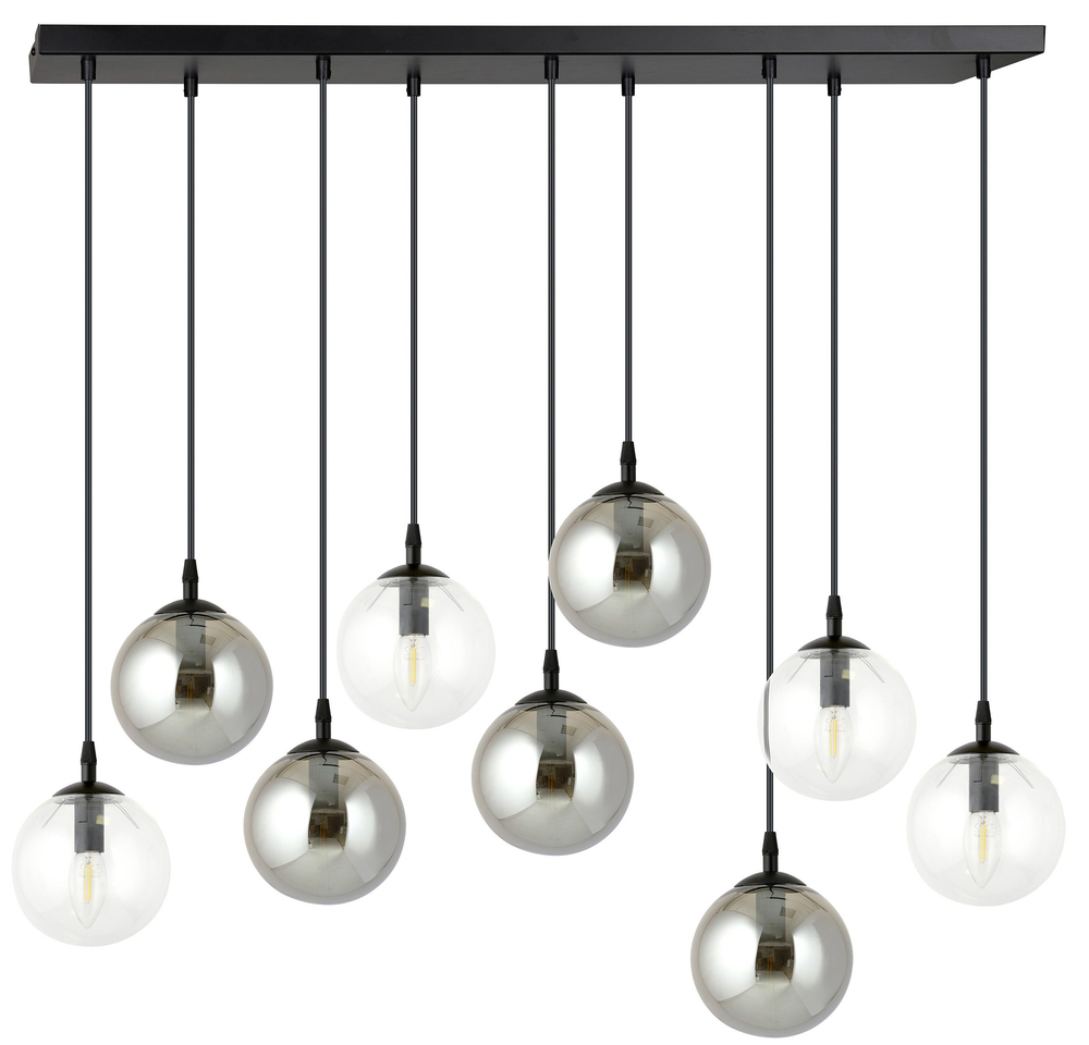 SELSEY Lampa wisząca Fregene grafitowo-transparentna x9