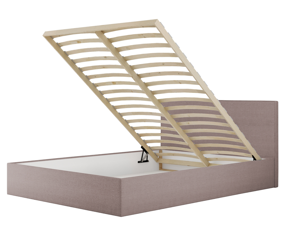 SELSEY Łóżko tapicerowane 140x200 cm Campile z pojemnikiem różowe sztruks