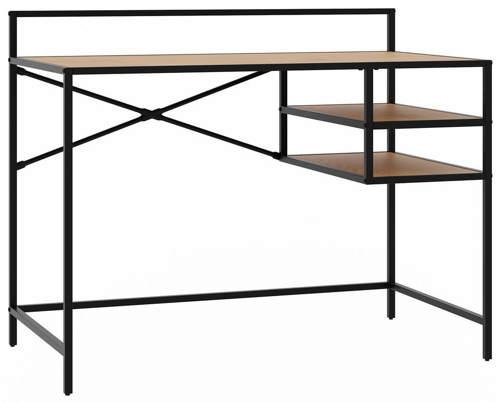 SELSEY Biurko Koneso 110cm z dwoma półkami dąb/czarny