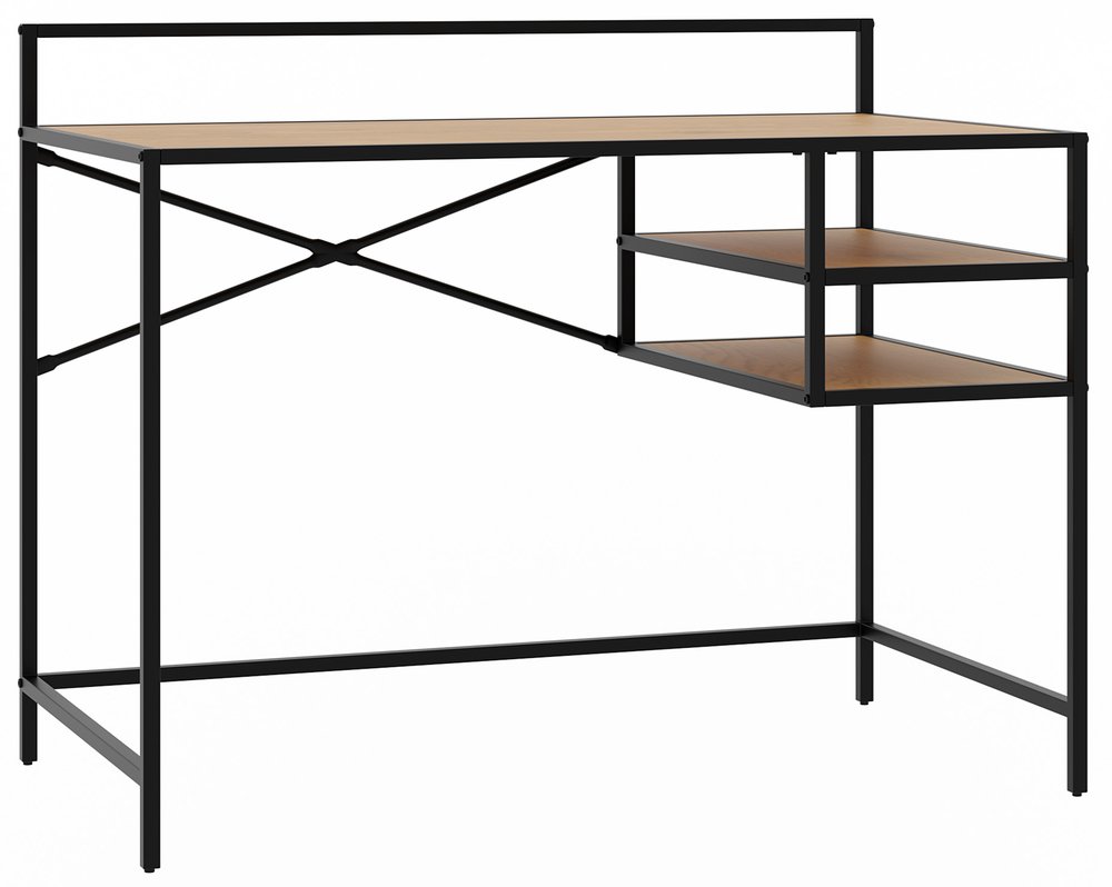 SELSEY Biurko Koneso 110cm z dwoma półkami dąb/czarny