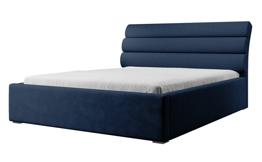 SELSEY Łóżko tapicerowane 140x200 cm Havneby hydrofobowe granatowe