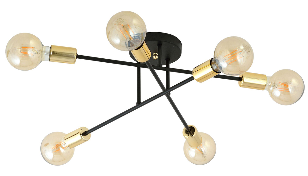 SELSEY Lampa wisząca Mysture czarno-złota ze skrzyżowanymi prętami x6