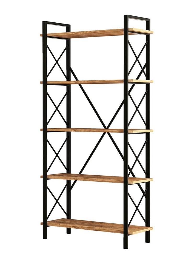 SELSEY Regał na książki Norei pięciopoziomowy czarny/orzech