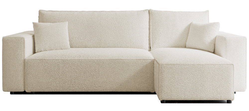 SELSEY Narożnik z funkcją spania Scarlo L-kształtny uniwersalny z pojemnikiem kremowy boucle