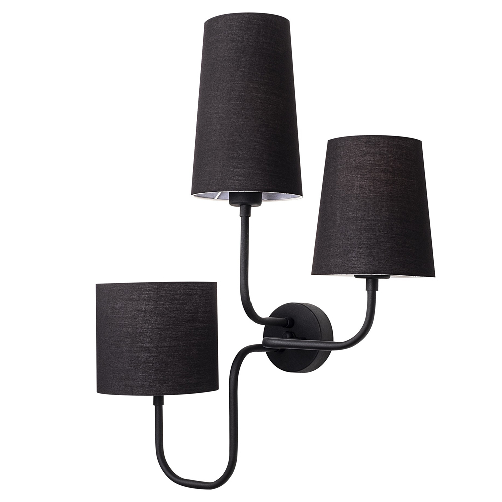 SELSEY Kinkiet ścienny Katiello x3 średnica 11 cm czarny