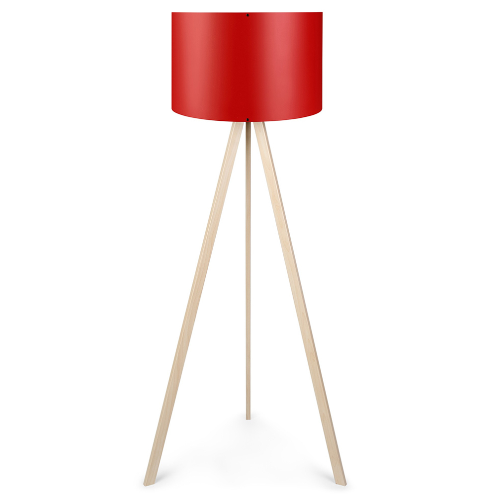 SELSEY Lampa podłogowa Salika czerwona z połyskiem na kremowym stelażu
