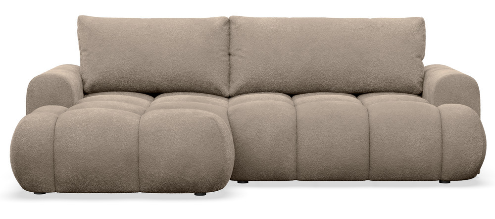 SELSEY Narożnik z funkcją spania Ombo Mini L-kształtny lewostronny z pojemnikiem ciemnobeżowy boucle