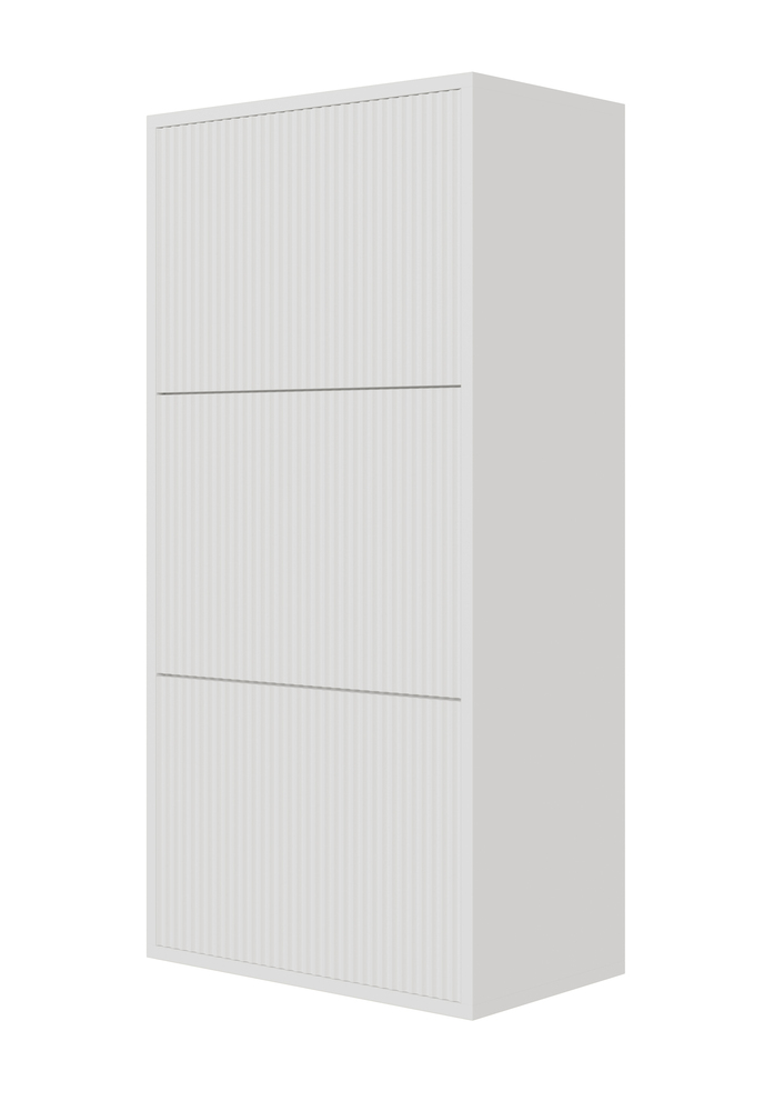 SELSEY Szafka na buty Veldio z frezowanym frontem i trzema przegrodami 50 cm Biała wisząca