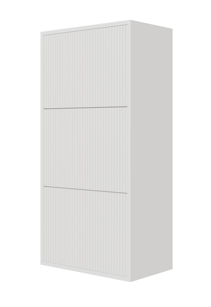 SELSEY Szafka na buty Veldio z frezowanym frontem i trzema przegrodami 50 cm Biała wisząca