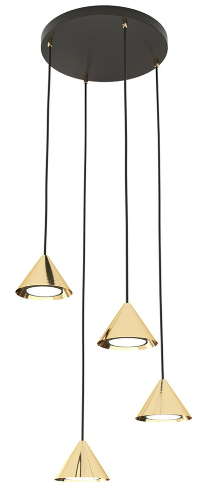 SELSEY Lampa wisząca Elit czarna/złota na okrągłej podsufitce x4