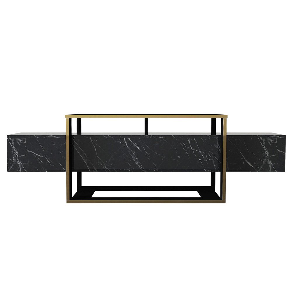 SELSEY Szafka RTV Excelsum czarny/złoty 160 cm