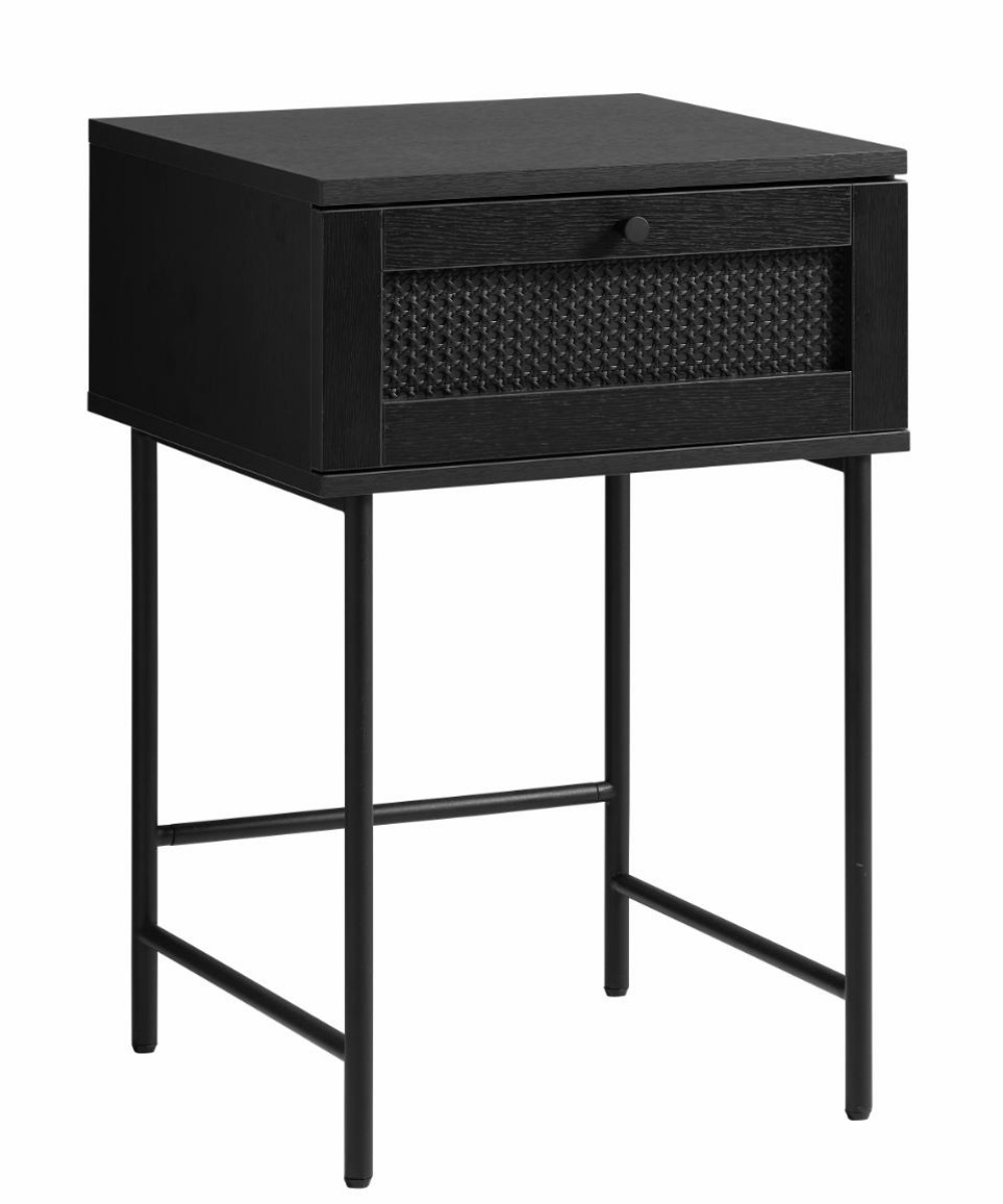 SELSEY Stolik nocny Mogest czarna plecionka boho