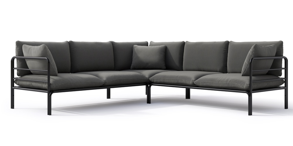 SELSEY Narożnik ogrodowy Worcully w tkaninie hydrofobowej antracytowy/ czarny stelaż