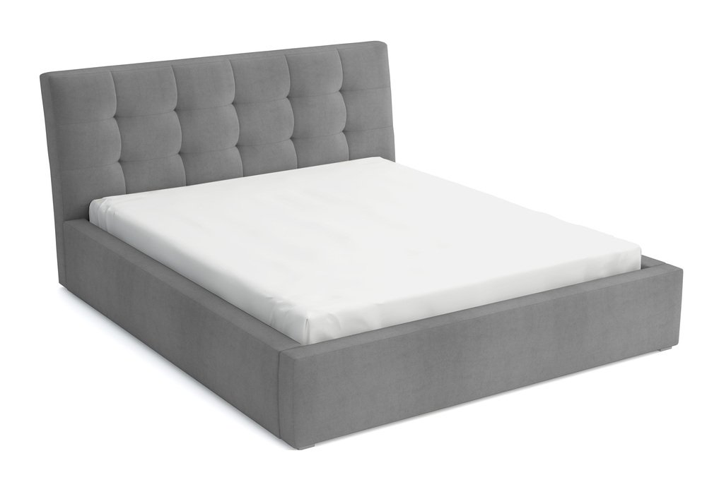 SELSEY Łóżko tapicerowane 180x200 cm Nabbe z pojemnikiem szare velvet hydrofobowe