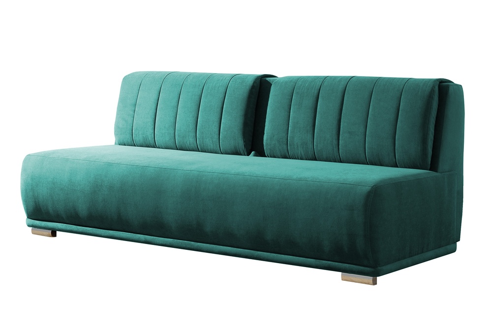 SELSEY Kanapa rozkładana trzyosobowa Parkkima z pojemnikiem zielona welur hydrofobowy