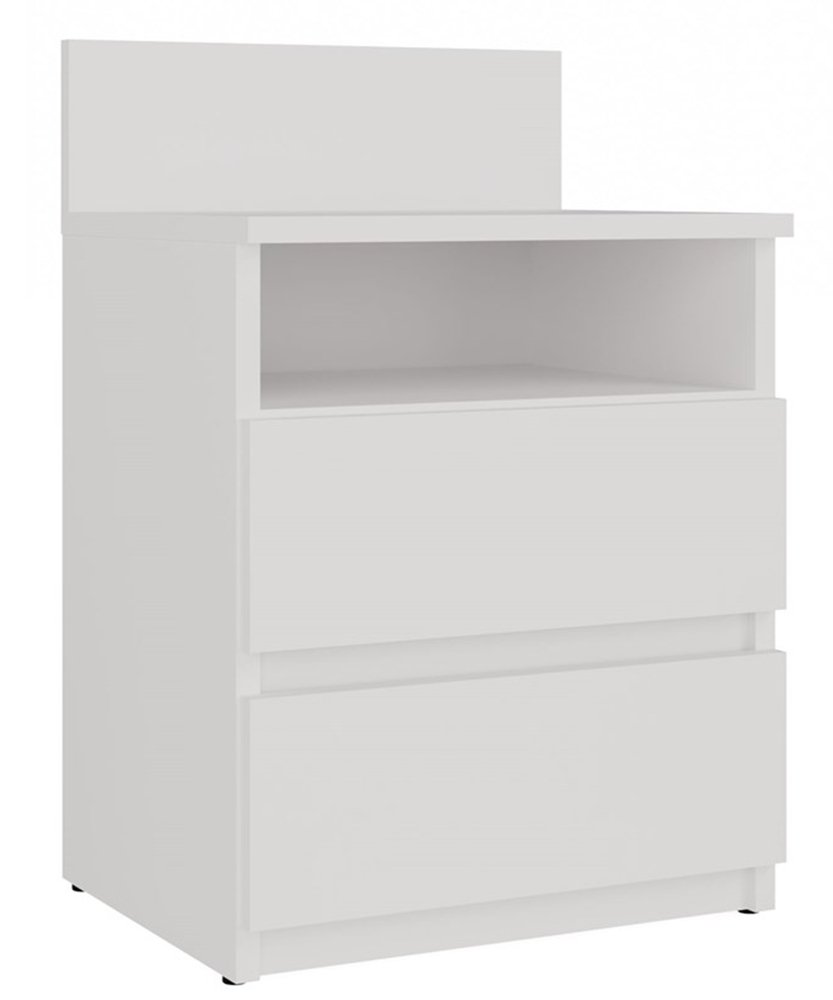 SELSEY Szafka nocna Malwa z dwiema szufladami i wnęką 40 cm biała