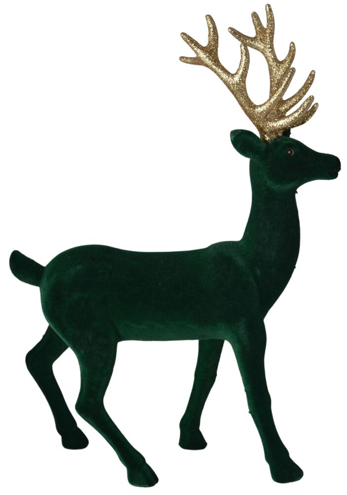 SELSEY Dekoracja świąteczna Renifer zielony ze złotym porożem