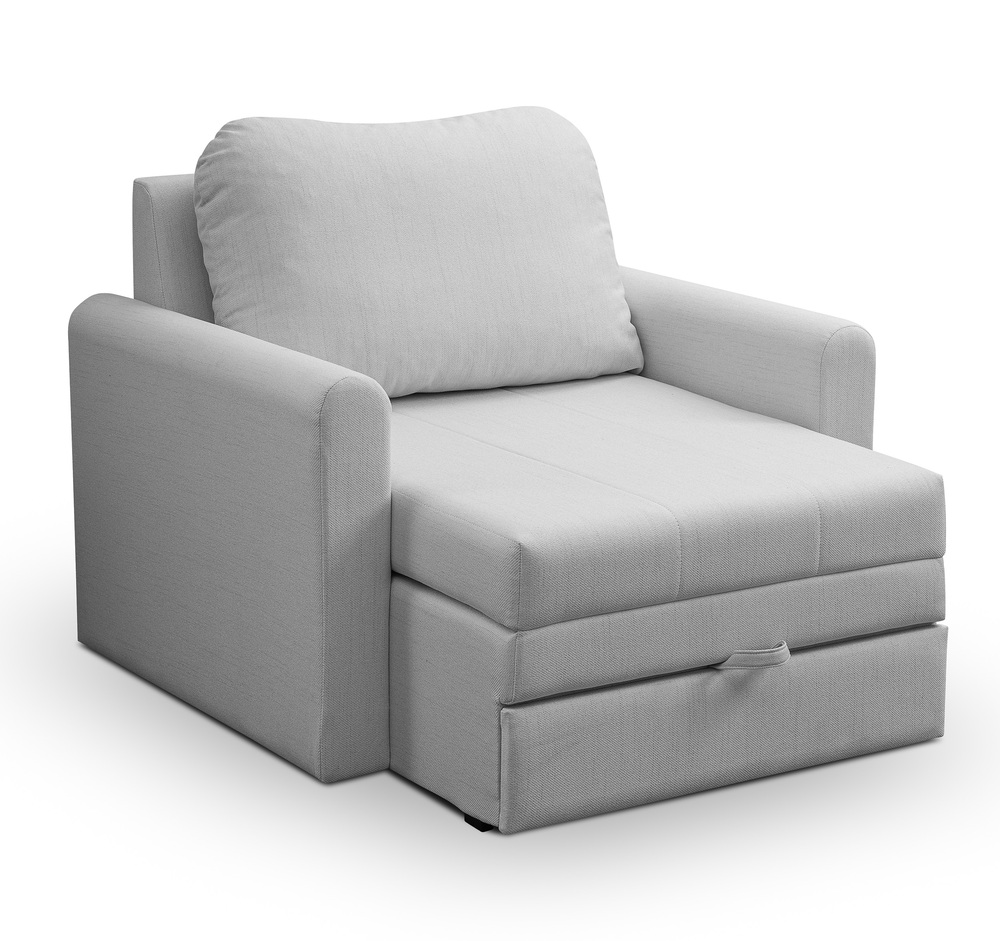 SELSEY Fotel rozkładany Dejano jasnoszary plecionka