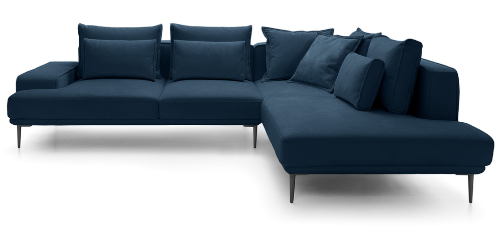 SELSEY Narożnik z funkcją spania Mesito L-kształtny lewostronny granatowy welur nogi czarne