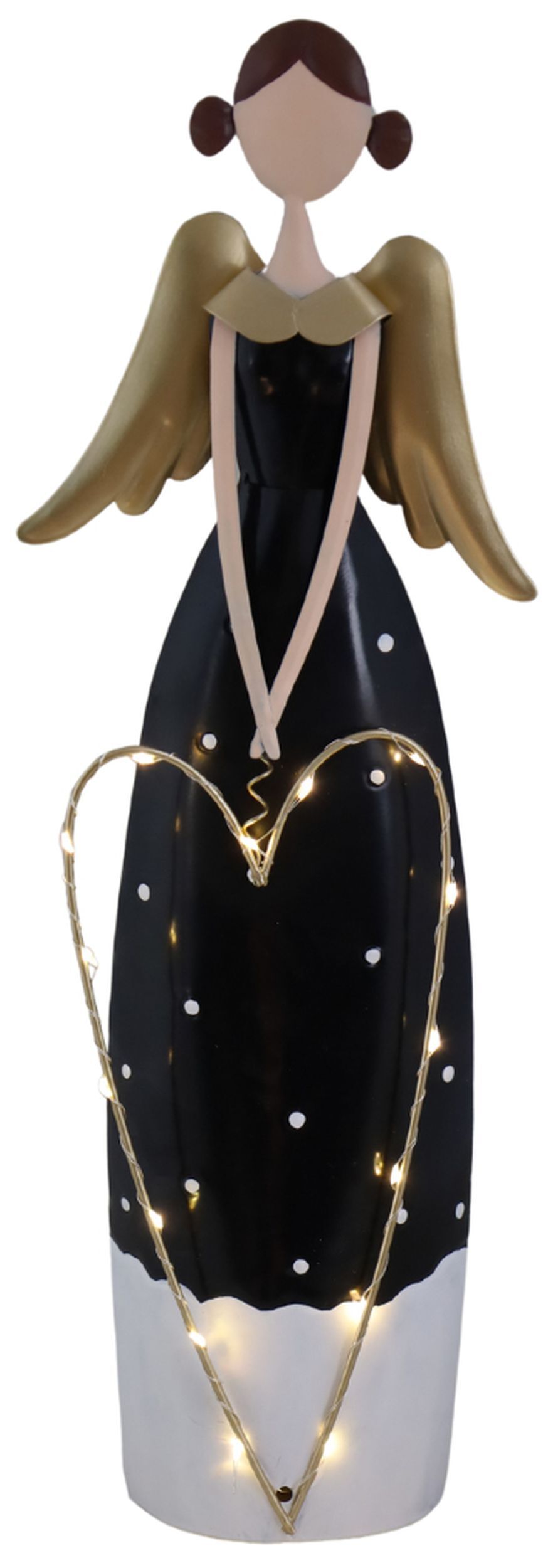 SELSEY Dekoracja świąteczna Anioł czarno-biały z oświetelniem LED